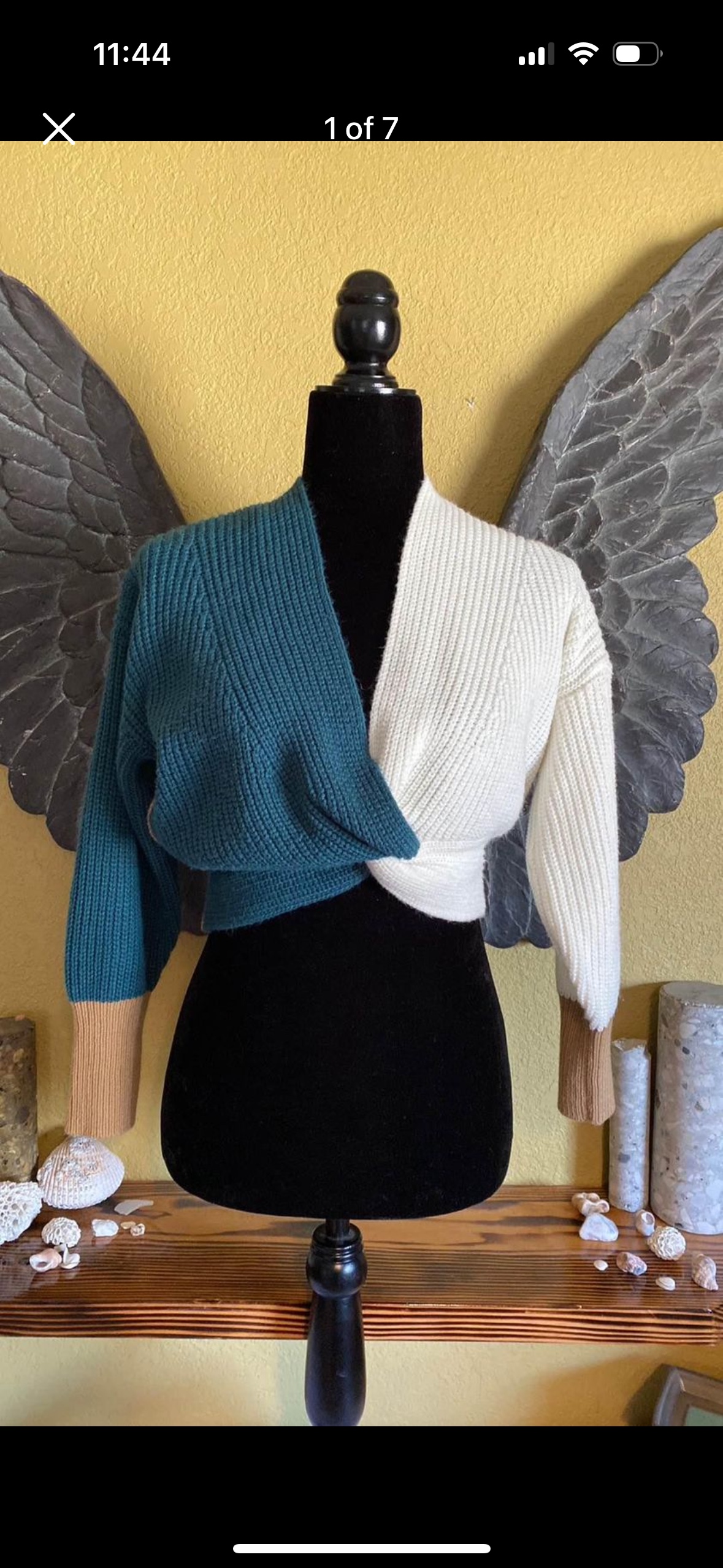 Zaful Mixed Knit Twist Front Crop Sweater