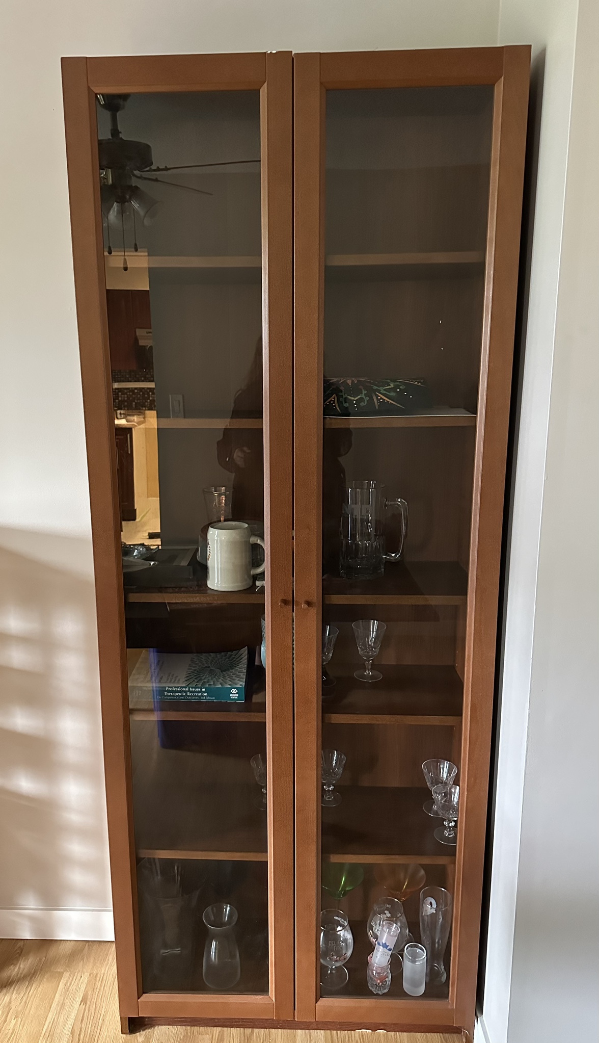 GUC IKEA Brown Billy Bookcase with Glass Doors