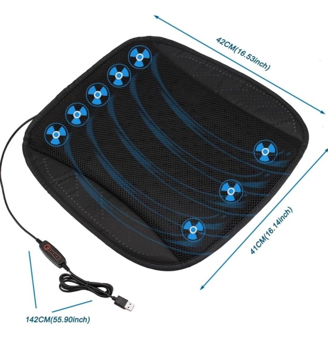 Ventilated Car Seat Cushion with USB Quick Cooling Three-Speed - photo 2