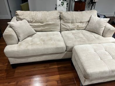 Beige couch and ottoman - photo 2