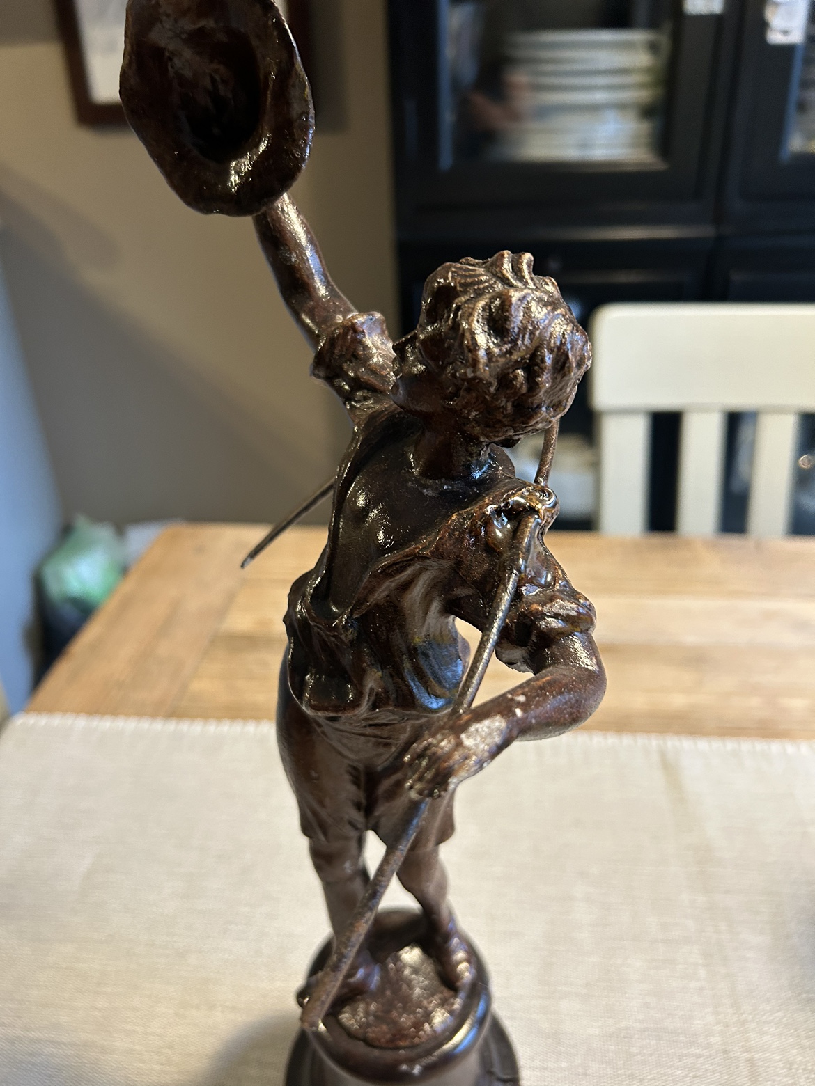 Antique Farm Boy Statue (metal and wood) image indicator(3)