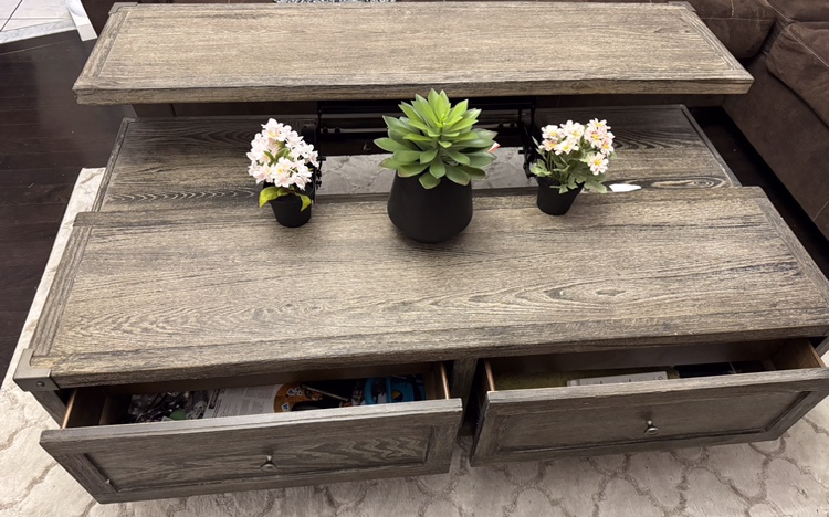 2 Stage Teak Wood Pull-up Coffee Table - photo 3