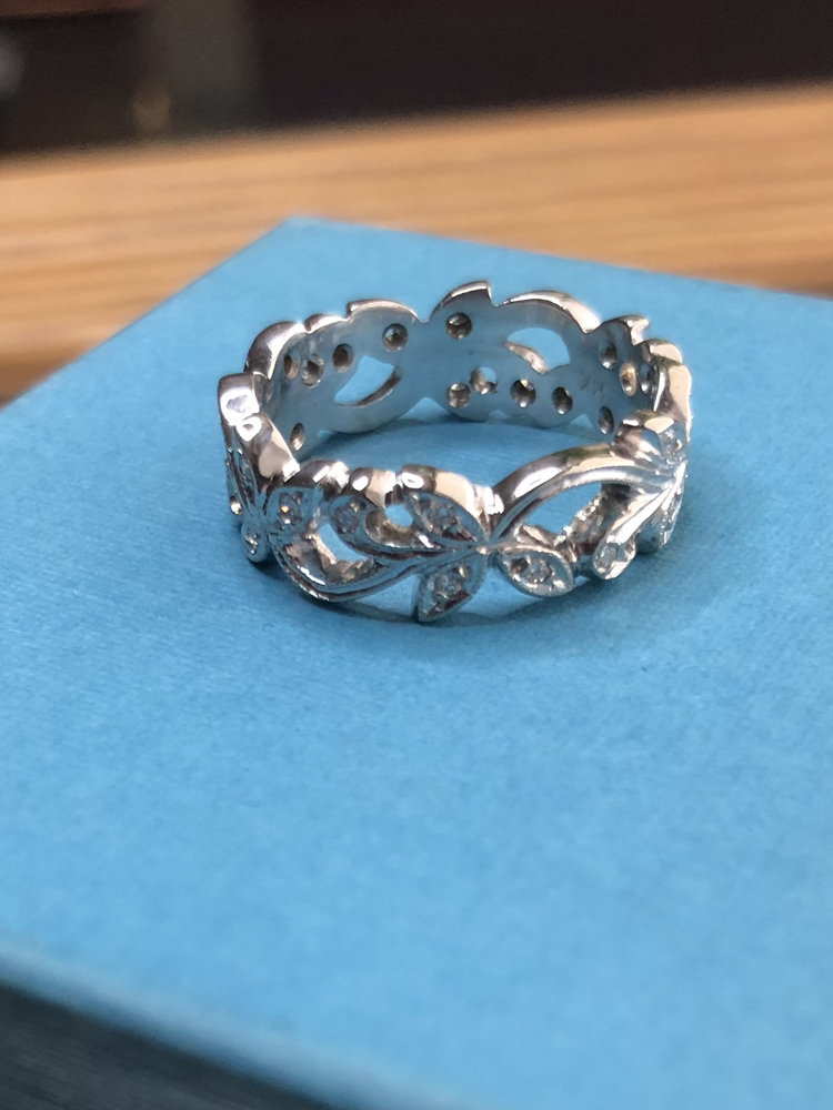 Custom hand crafted 14kt white gold band