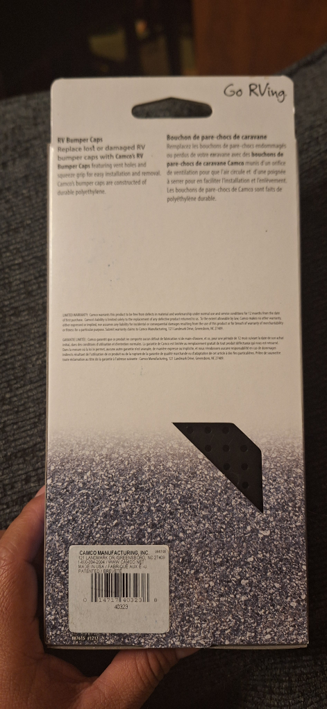 Camco No Insect RV Bumper Cap | Features Vent Holes image indicator(5)