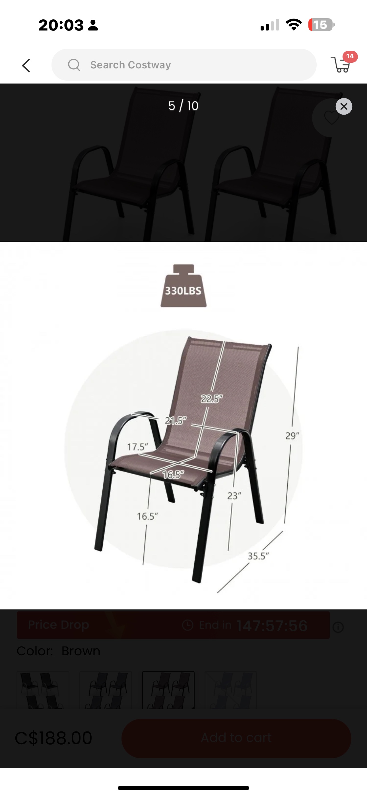 73% off 4 pieces stackable Patio dining chairs set with armrest - photo 3