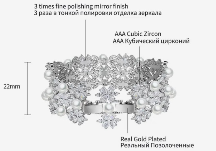 New white gold plated cubic zirconia bracelet image indicator(9)