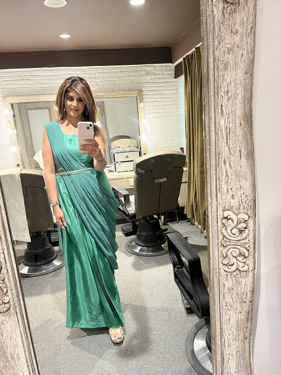 Green Indo western Saree