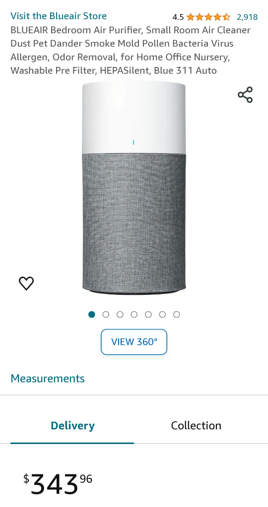 Blueair Blue Pure 311 Auto HEPASilent Air Purifier