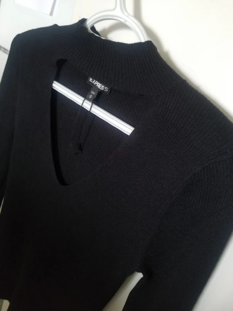 EXPRESS Black Choker Sweater image indicator(5)