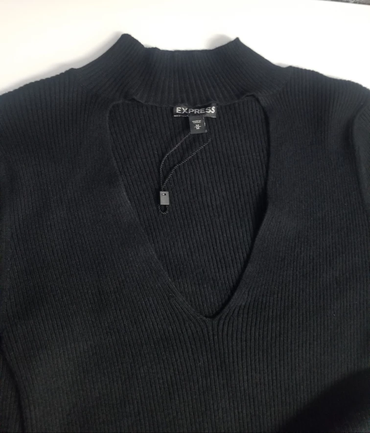 EXPRESS Black Choker Sweater image indicator(6)