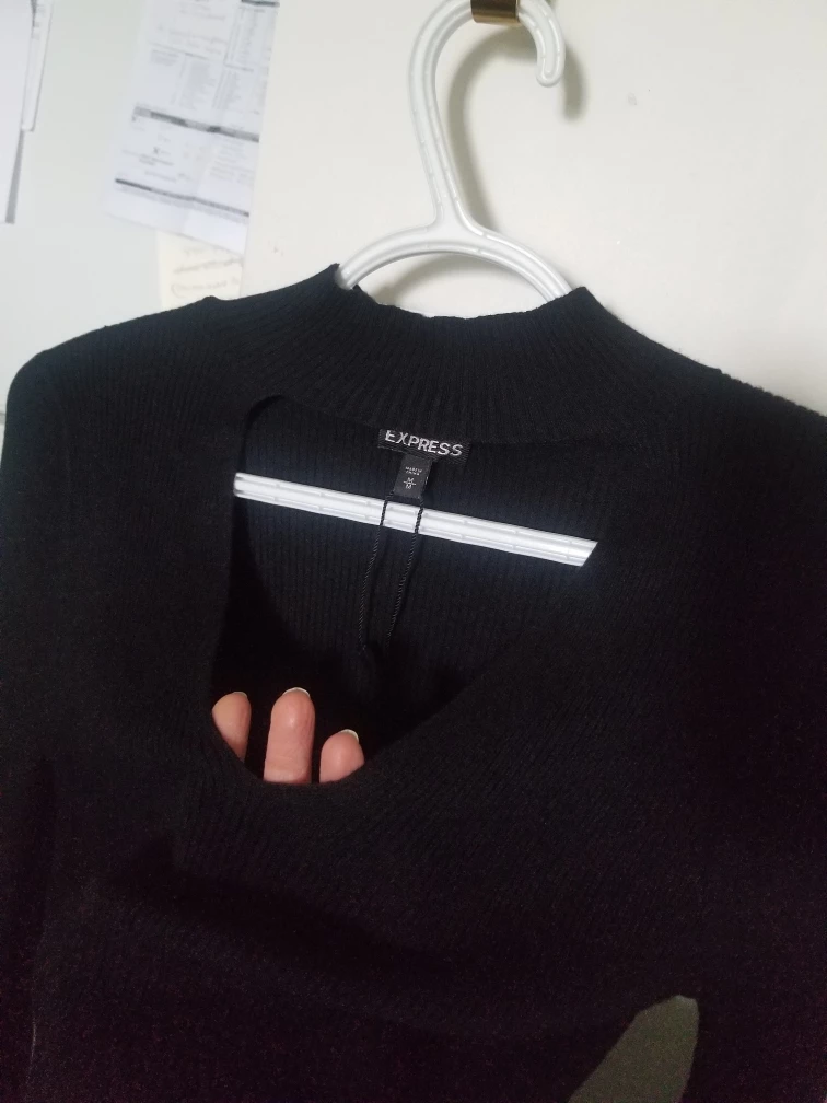 EXPRESS Black Choker Sweater image indicator(4)