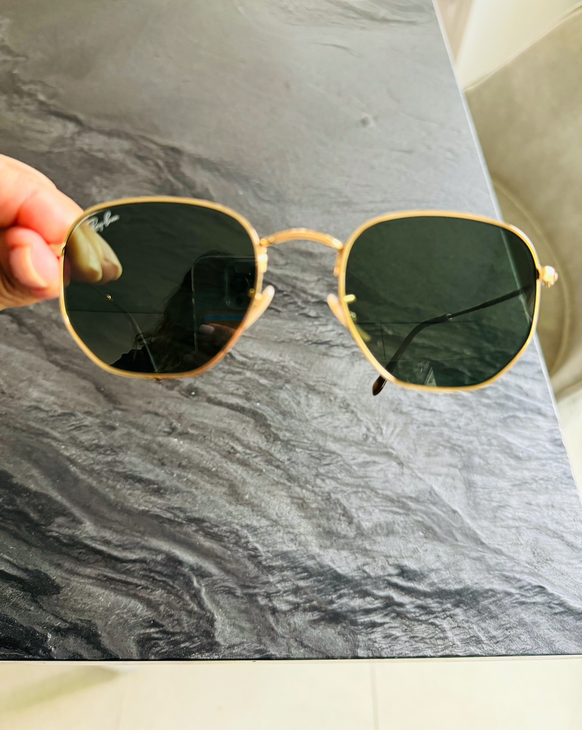 Rayban hexagonal gold frame made in Italy - photo 2