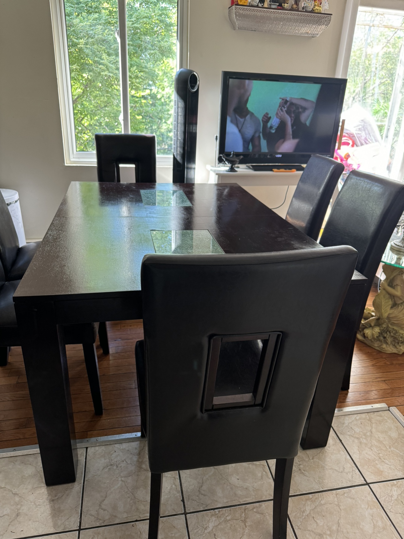 Dining set solid wood table and 6 leather chairs - photo 5