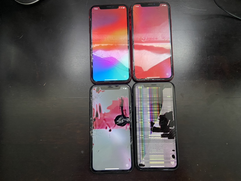 Lot Of 4 Apple iPhone XR - Red And Black  (iCloud/Cracked)
