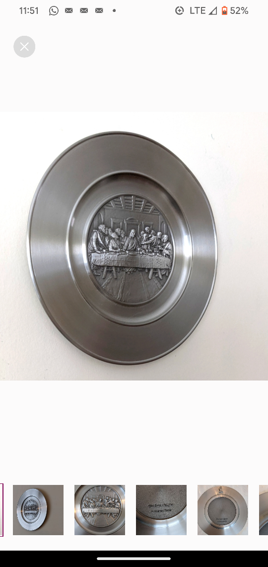 Pewter Collectable Plate of "The Last Supper" image indicator(2)