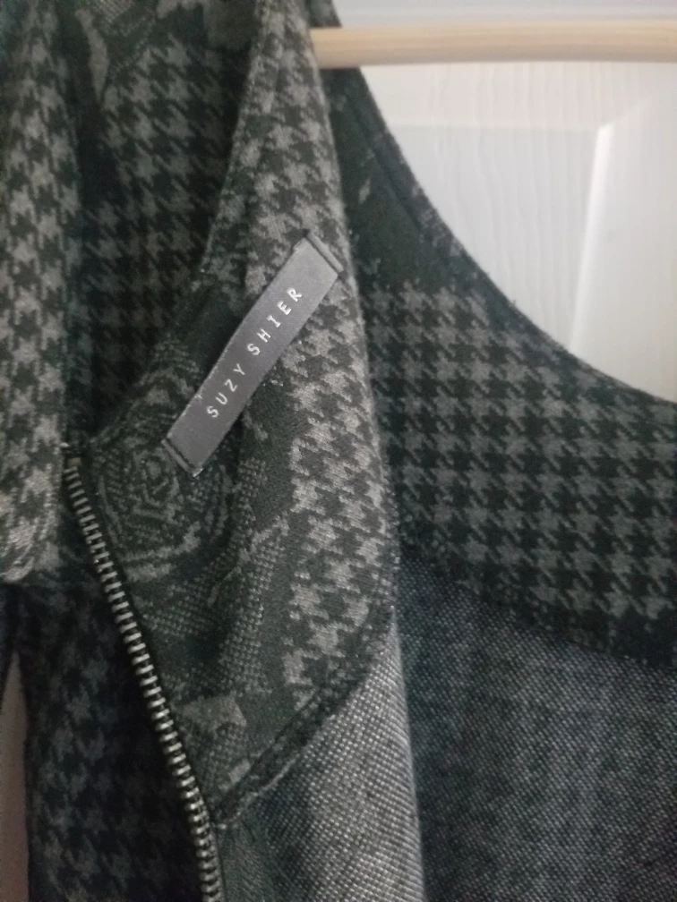 Grey And Black Roses Dress with Faux Leather Patches image indicator(6)