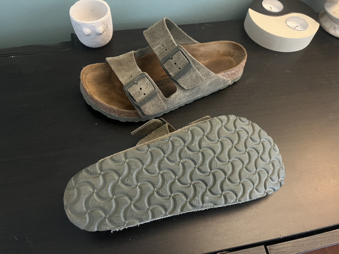 Green suede Birkenstocks - size 38