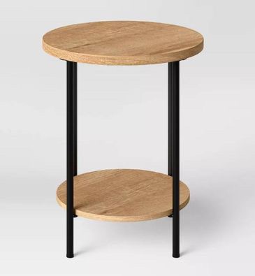 Wood and Metal Round End Table - photo 3