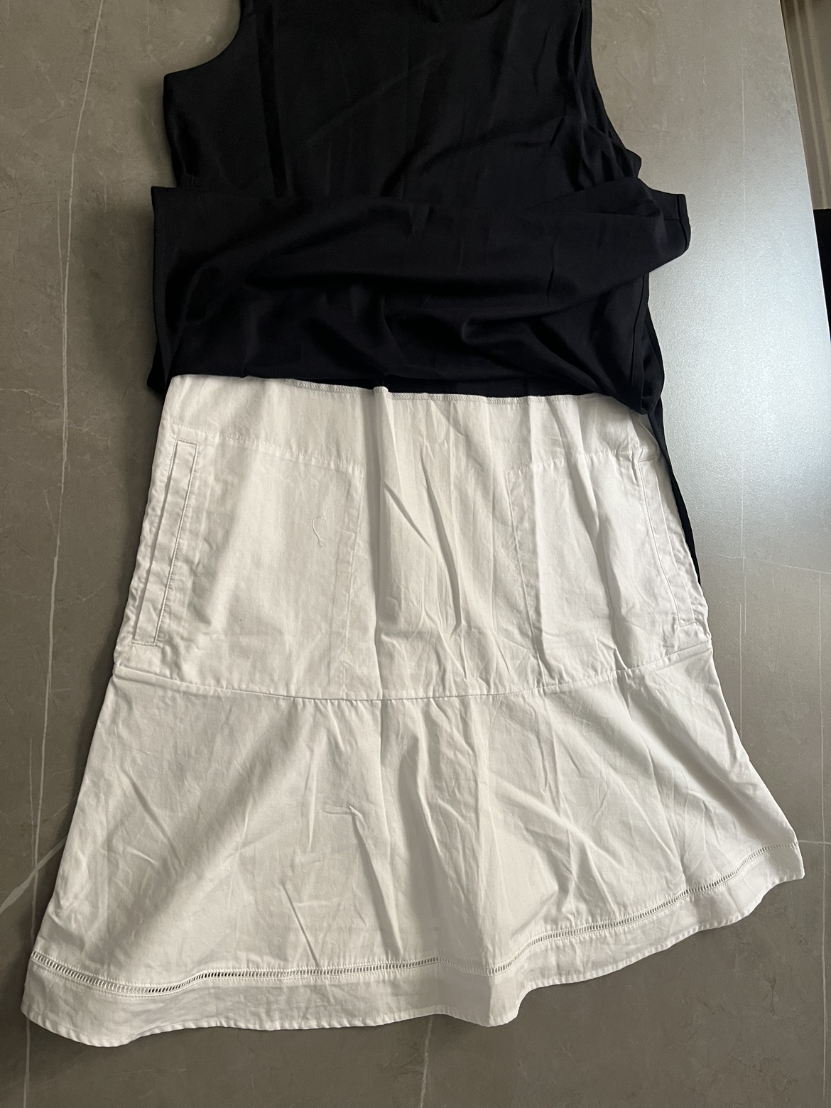 Navy and white cotton elegant dress image indicator(4)