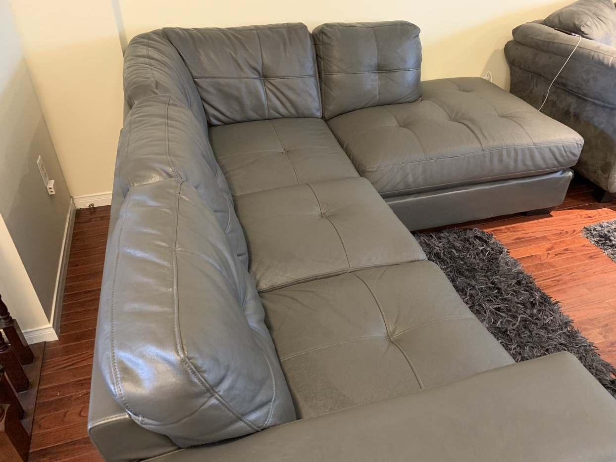 Leons Leather Look 3-Piece Sectional  Sofa, L shaped sofa - Grey - photo 5