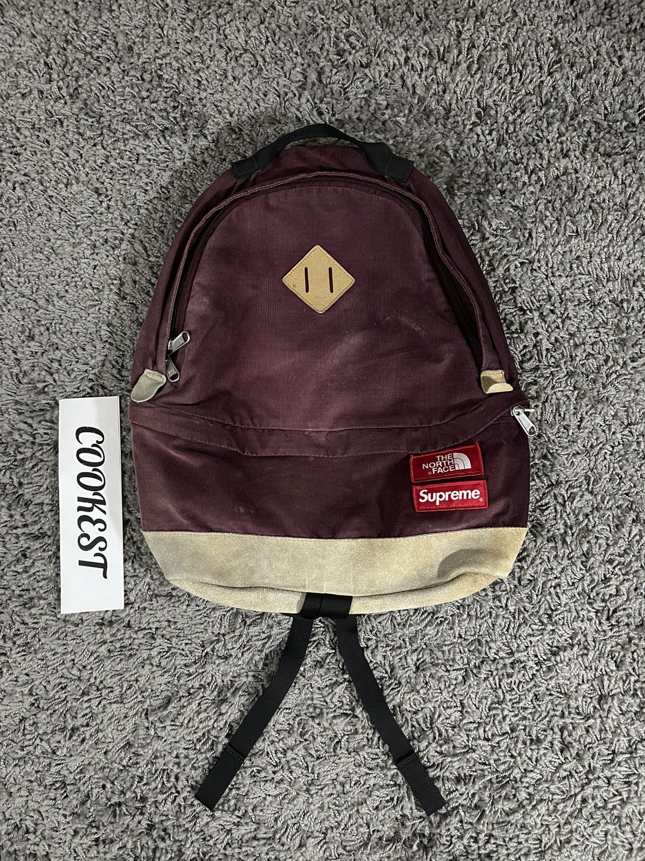 2012AW Supreme The North Face Corduroy Bag Backpack Burgundy thumbnail