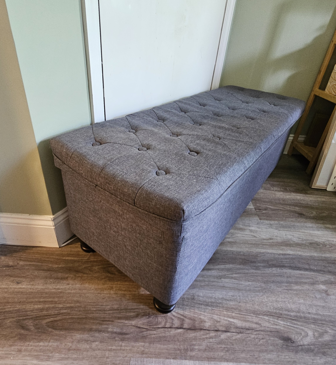 Songmics Grey Tufted Storage Ottoman/Bench - photo 2