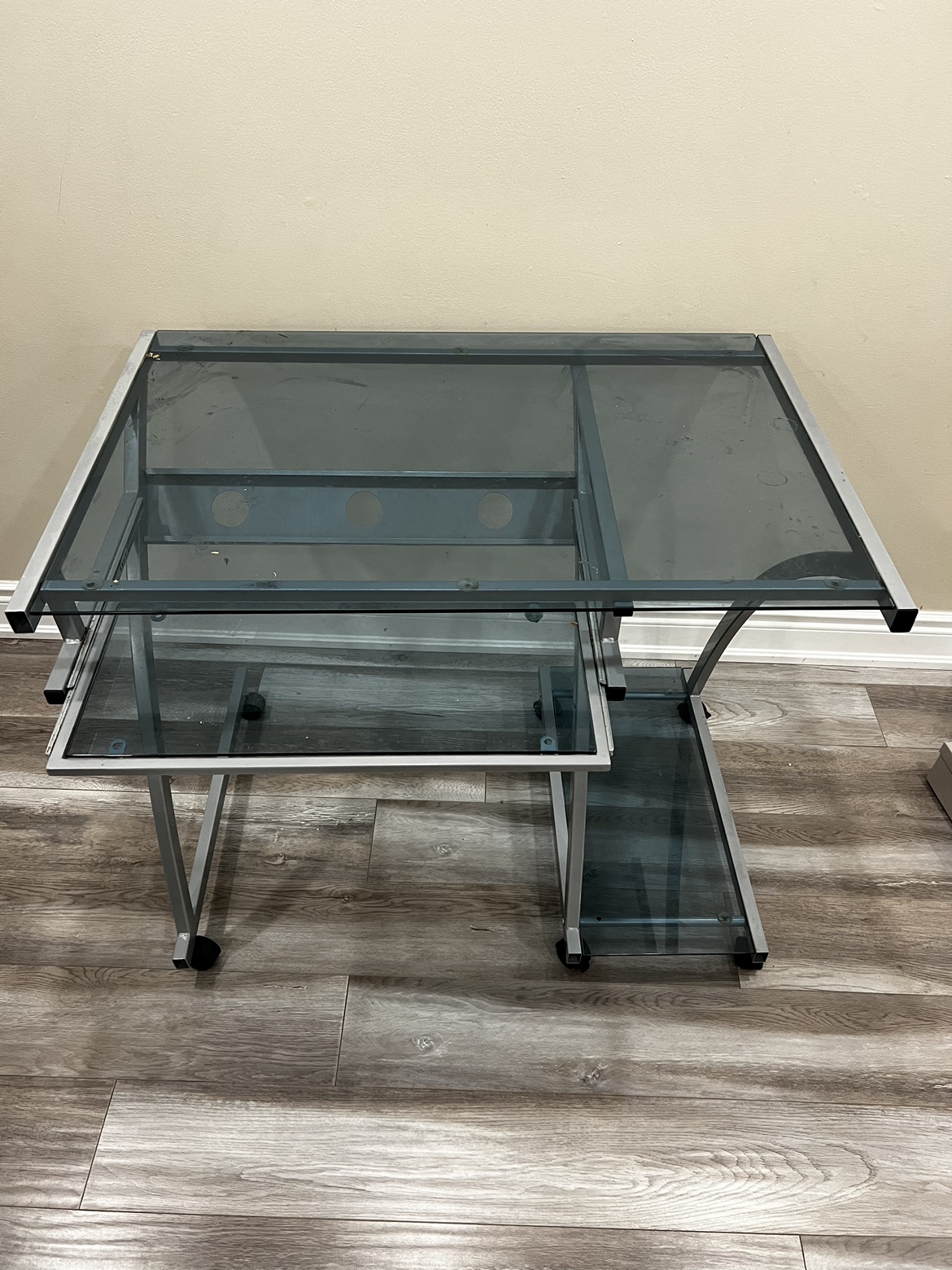 Glass top computer table