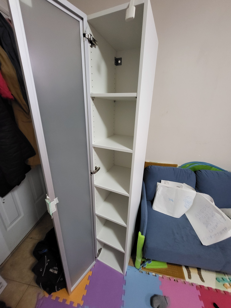 Tall slim white cabinet with metallic door - photo 2