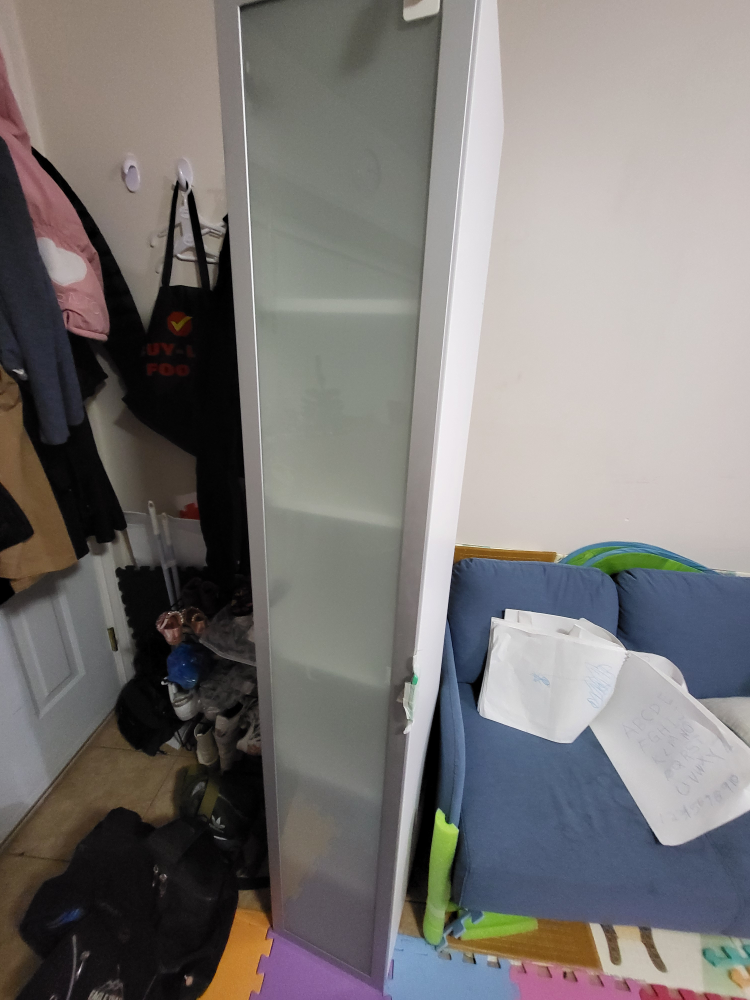 Tall slim white cabinet with metallic door - photo 3