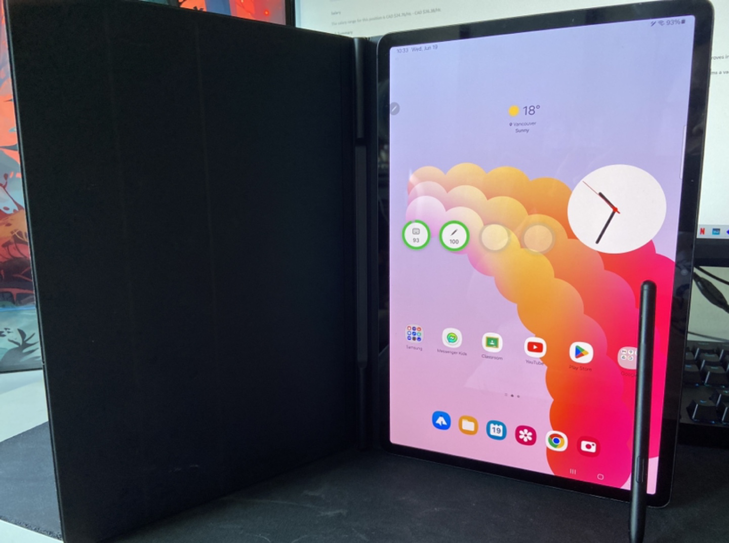 Samsung TabS8+ with pen and cover