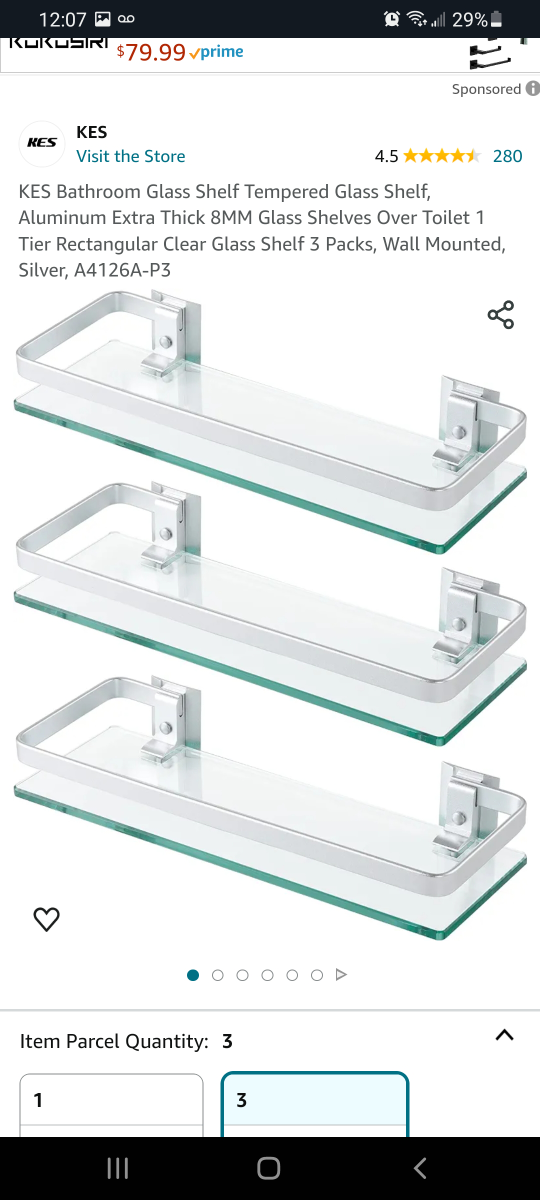 glass bathroom shelves