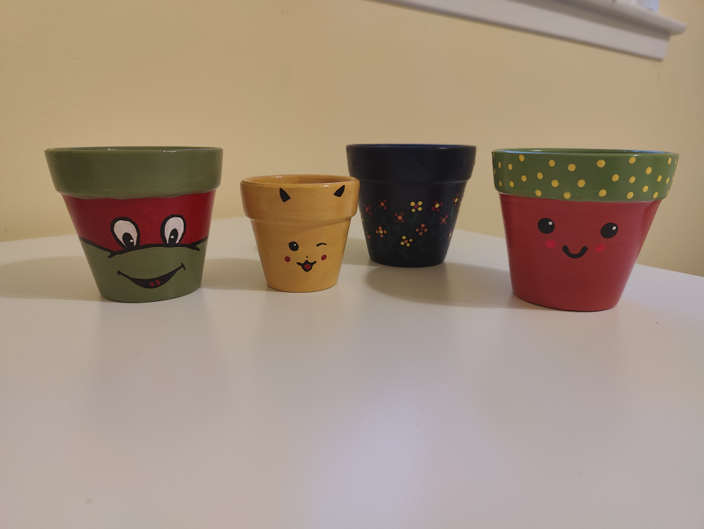 Hand painted pots