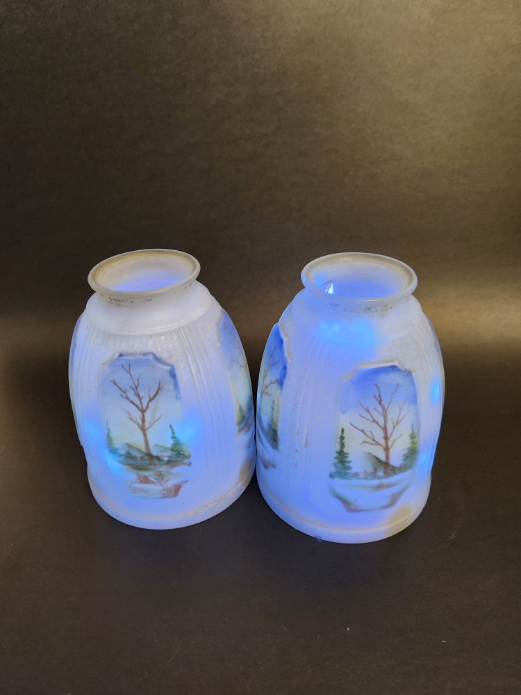 Reverse Painted Sconces, Shades, Vintage, 5.5" x 4" - photo 4