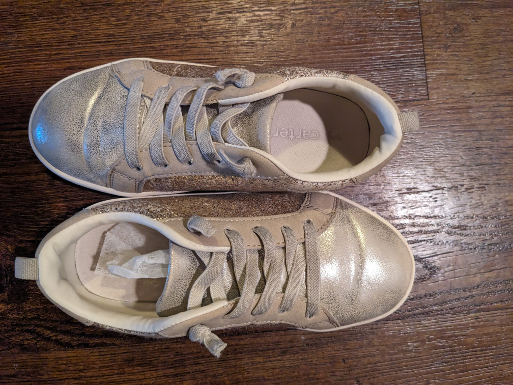 Carter's gold sparkly shoes size 1 $15 - photo 3