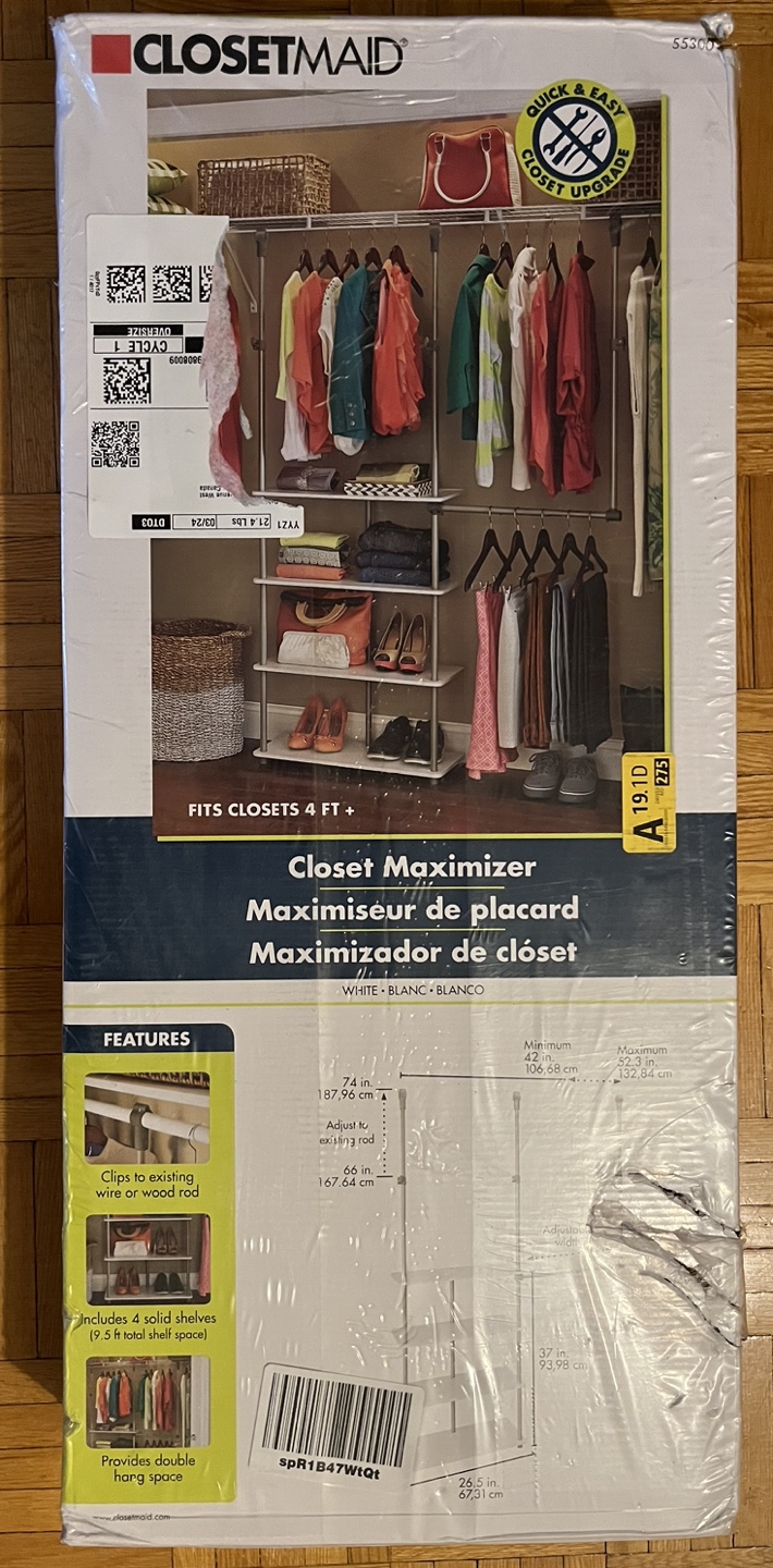 ClosetMaid 55300 Closet Maximizer, White, 11.6 x 53 x 74 inches image indicator(2)