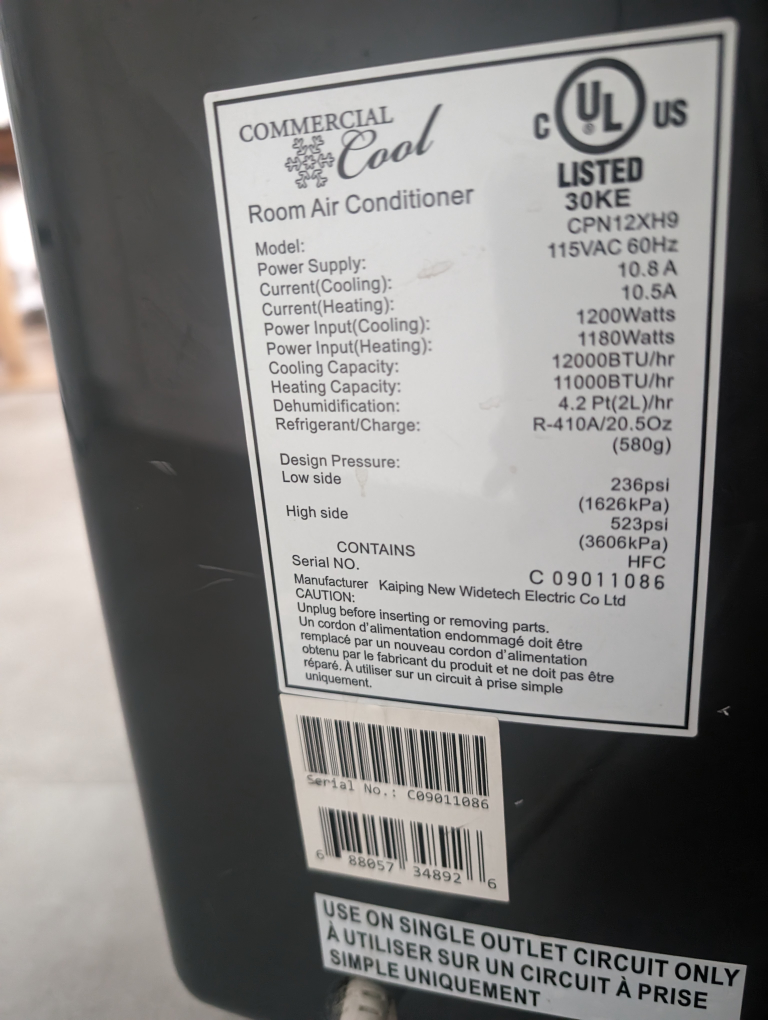 commercial cool 10,000 BTU portable air conditioner image indicator(6)