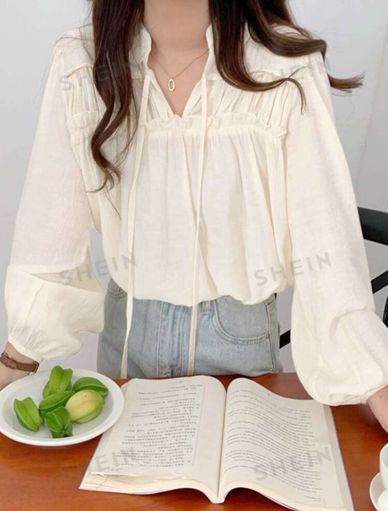 Ivory Tie Neck Blouse thumbnail