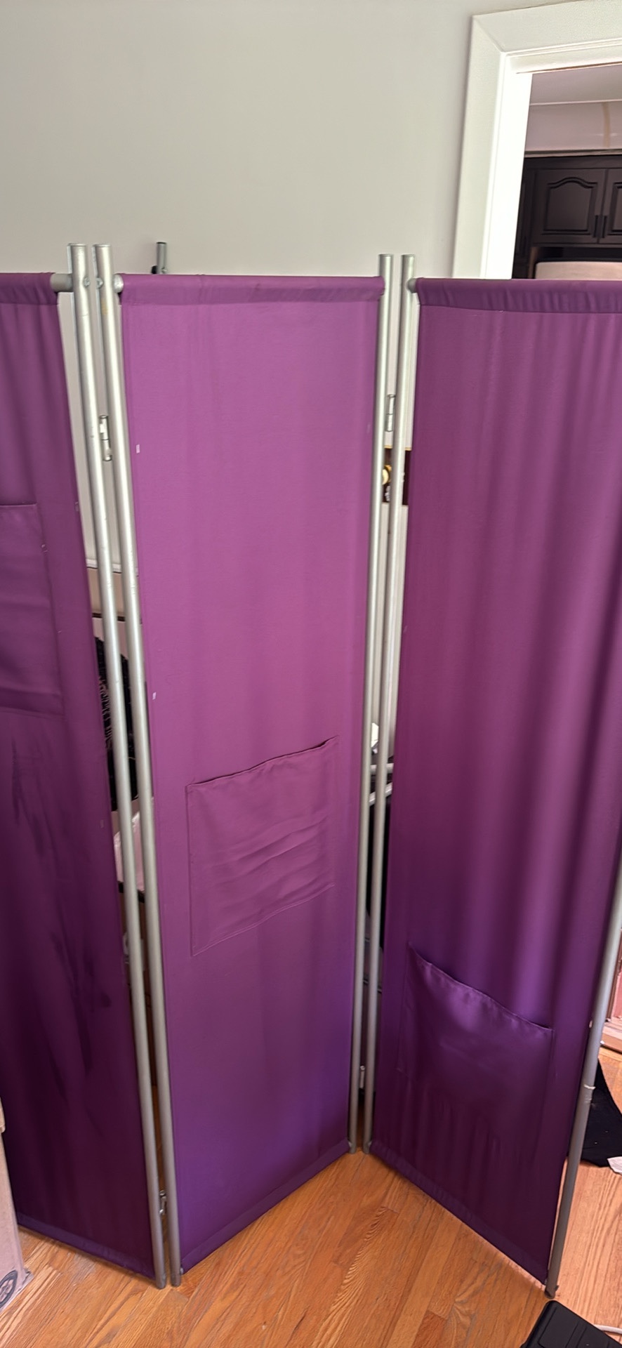 Purple 3 panel room divider panel
