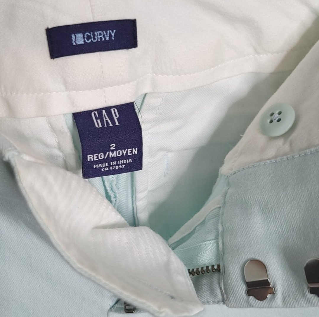 Gap Ice Blue Stretchy Cotton Straight Leg Pants image indicator(5)