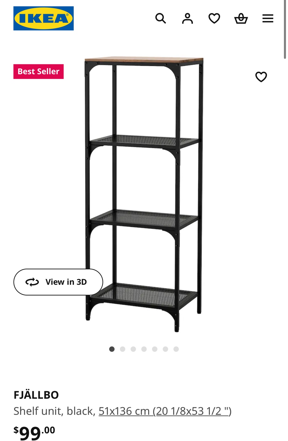 IKEA FJALLBO wood and Steel Shelf -Retail 100