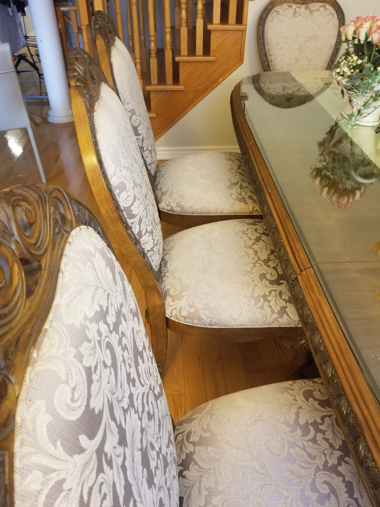 dining table, 8 chairs with top glass image indicator(6)