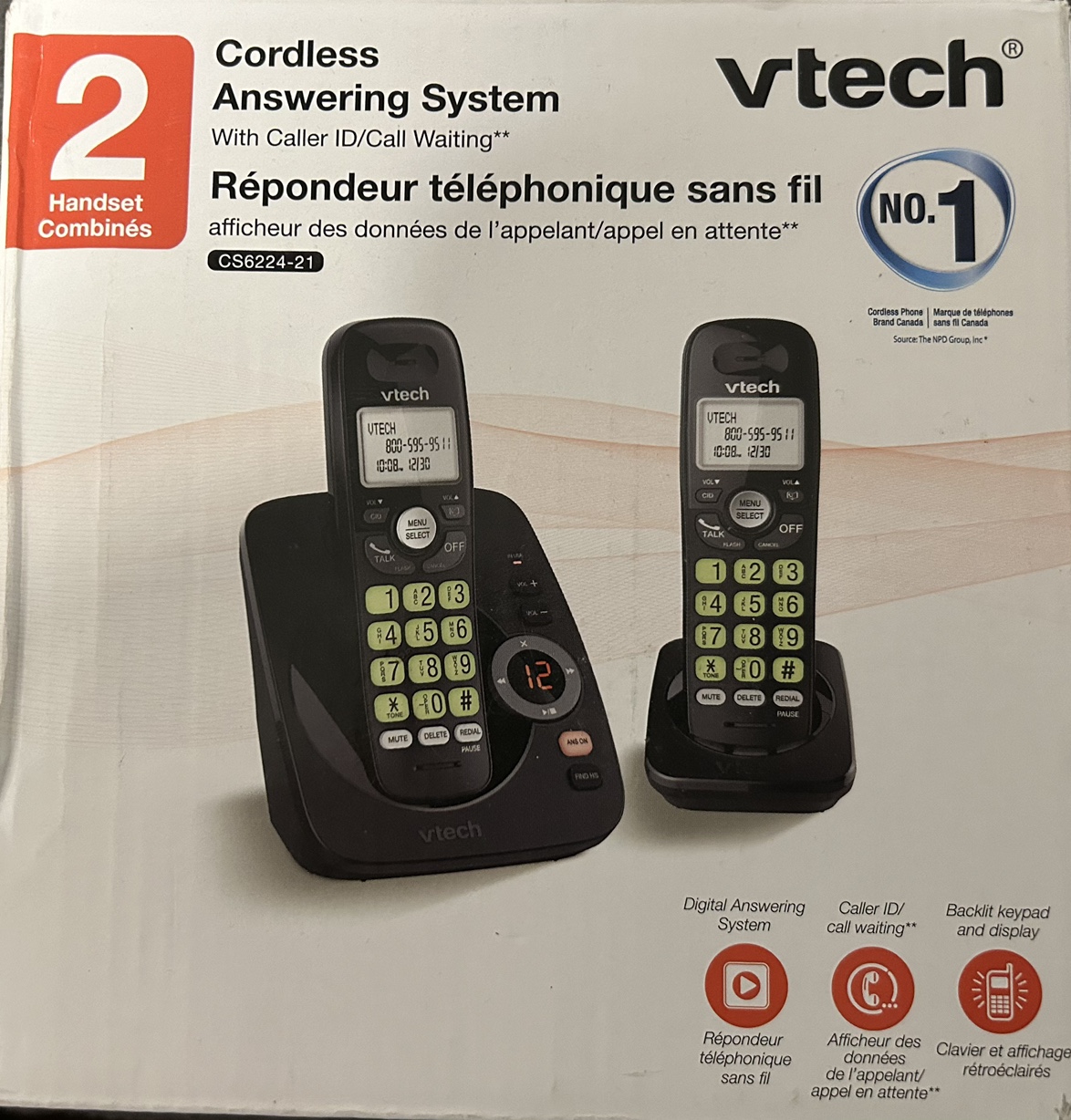 VTech DECT 6.0 2-handset cordless thumbnail