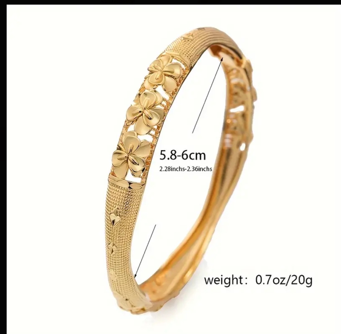 1 pc 24 k plated open bangle bracelet
