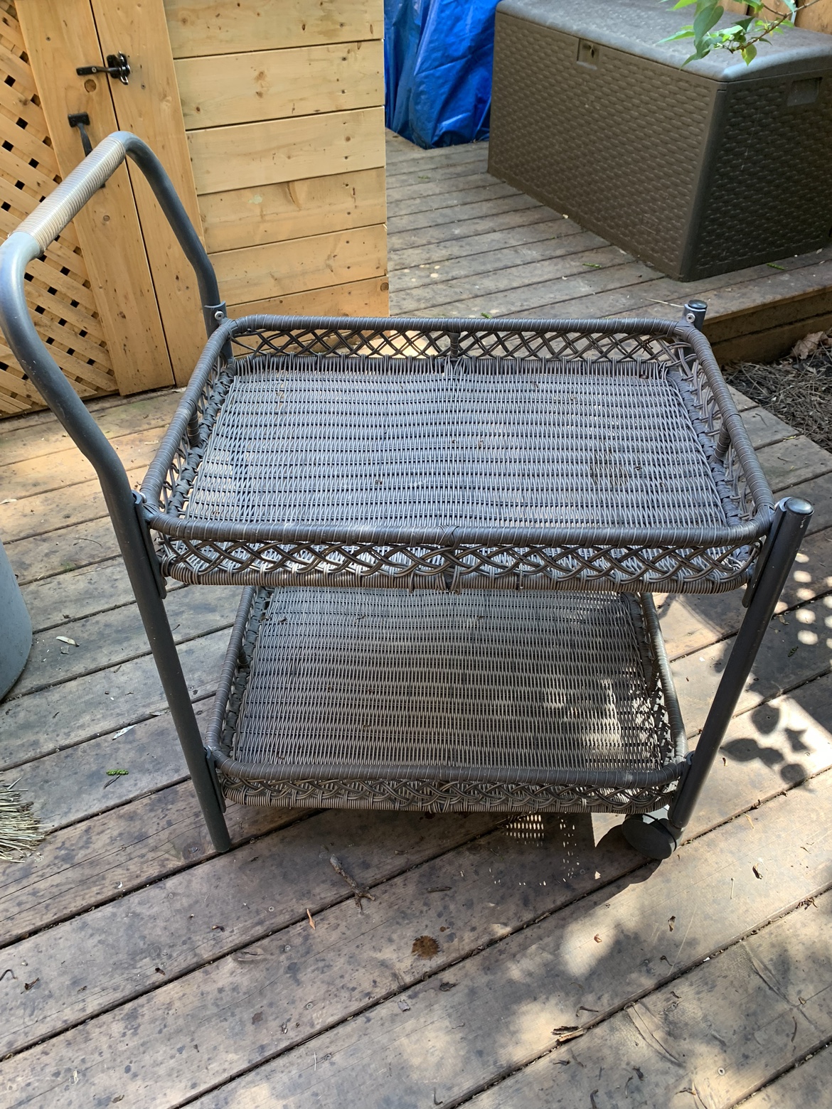 Outdoor Wicker Tea Wagon