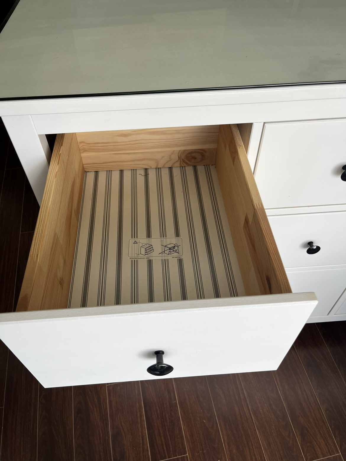 IKEA solid wood dresser with glass top - photo 3
