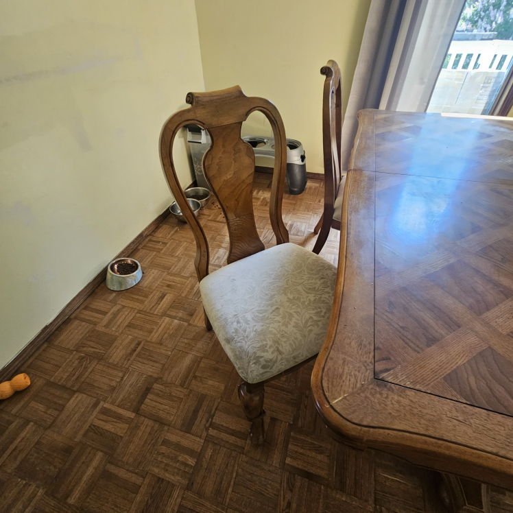 large oak dining room table and 4 chairs - photo 2