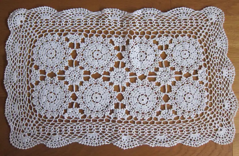 Rectangle Lovely & Beautiful crochet table runner, doily