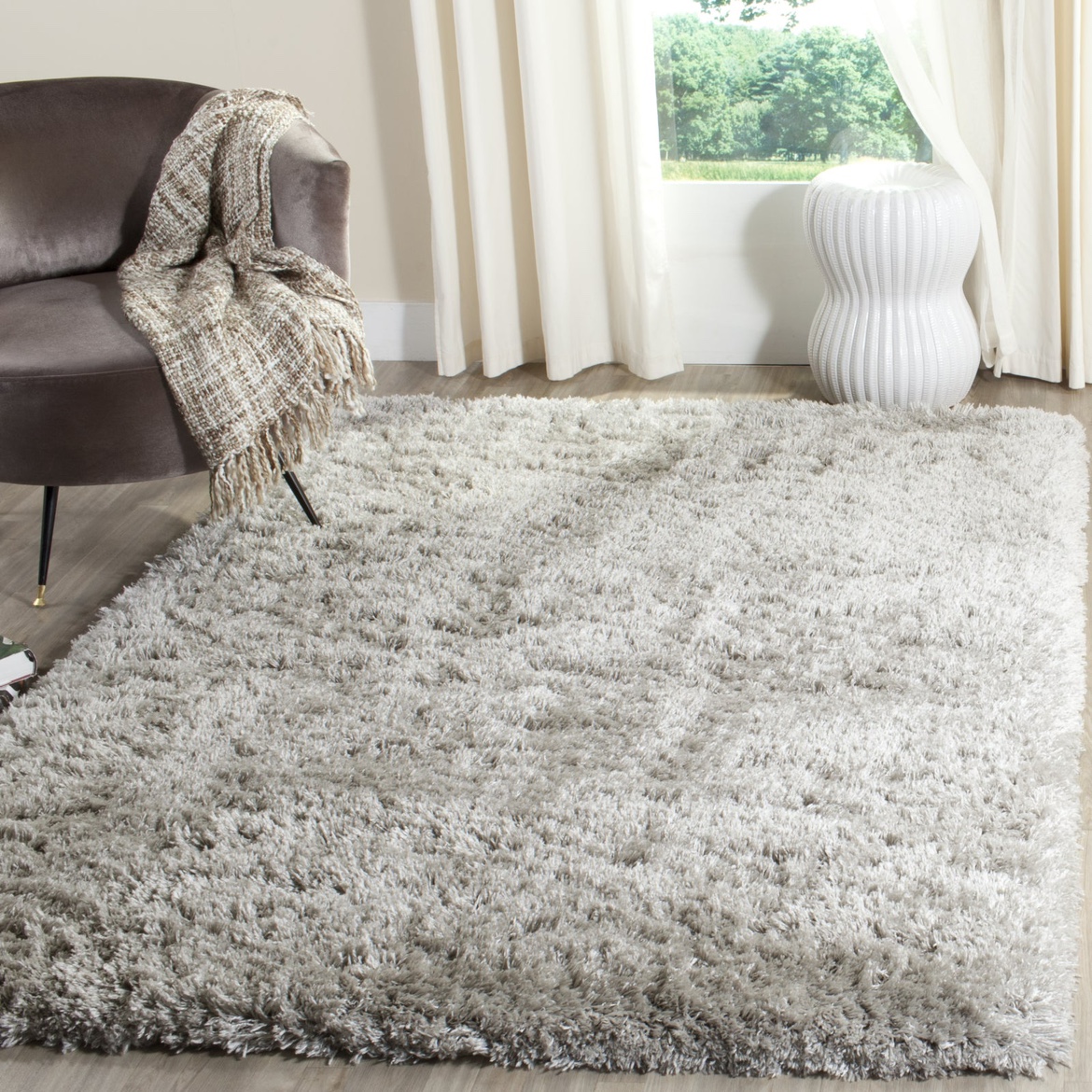 8x10 Silver Shag area rug