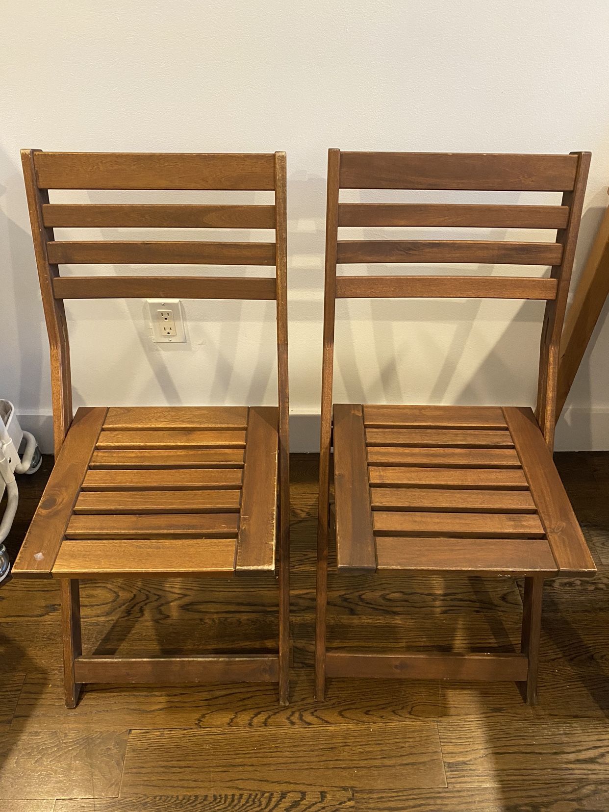 Set of 2 IKEA Applaro Outdoor Brown Wooden Folding Chairs