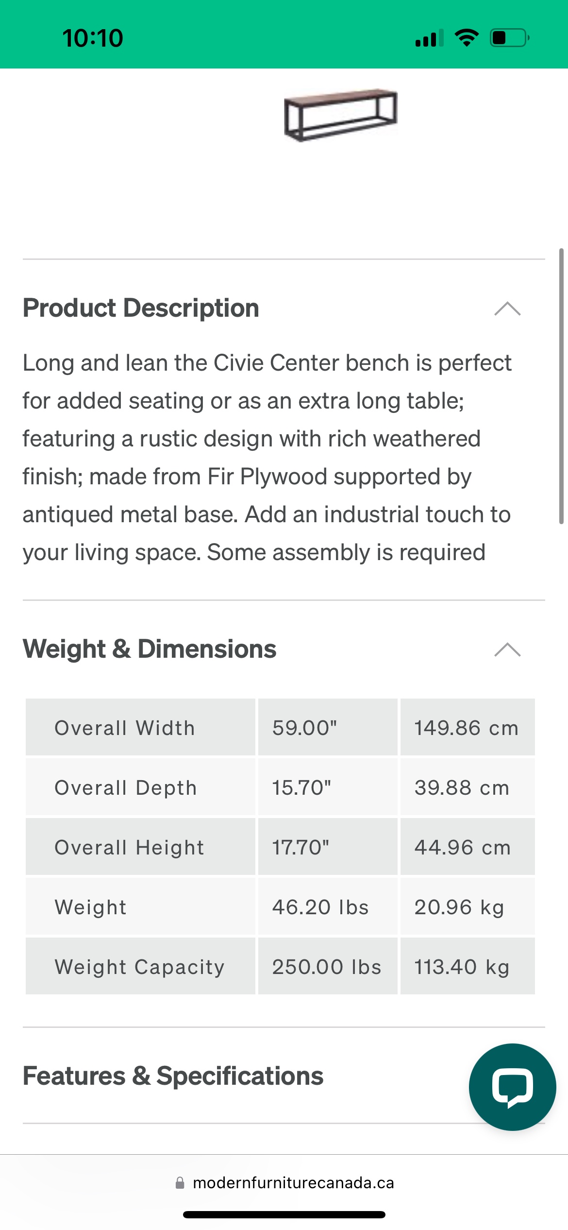 Wood and metal bench or coffee table image indicator(4)